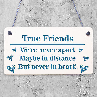 True Friends Never Apart Cute Wooden Hanging Plaque Gift Best Friends Love Sign