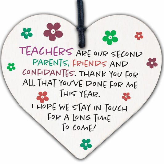 Thank You Gift For Teacher Teaching Assistant Wooden Heart Leaving School Gifts