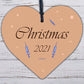 Christmas 2021 Bauble Tree Decoration Wooden Heart Xmas Tree Hanging Bauble