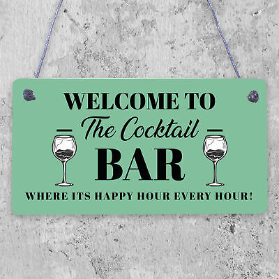 Welcome To Cocktail Bar Novelty Hanging Plaques Pub Garden Sign Friendship Gifts