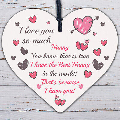 Special Gift For Nanny Wood Heart Nan Birthday Gift Grandparent Plaque Love Sign