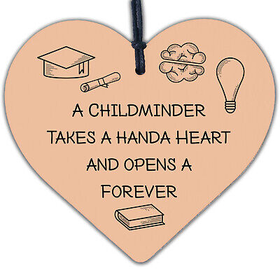 Childminder Thank You Gift Wood Hanging Heart Teacher Friendship Gift Keepsake