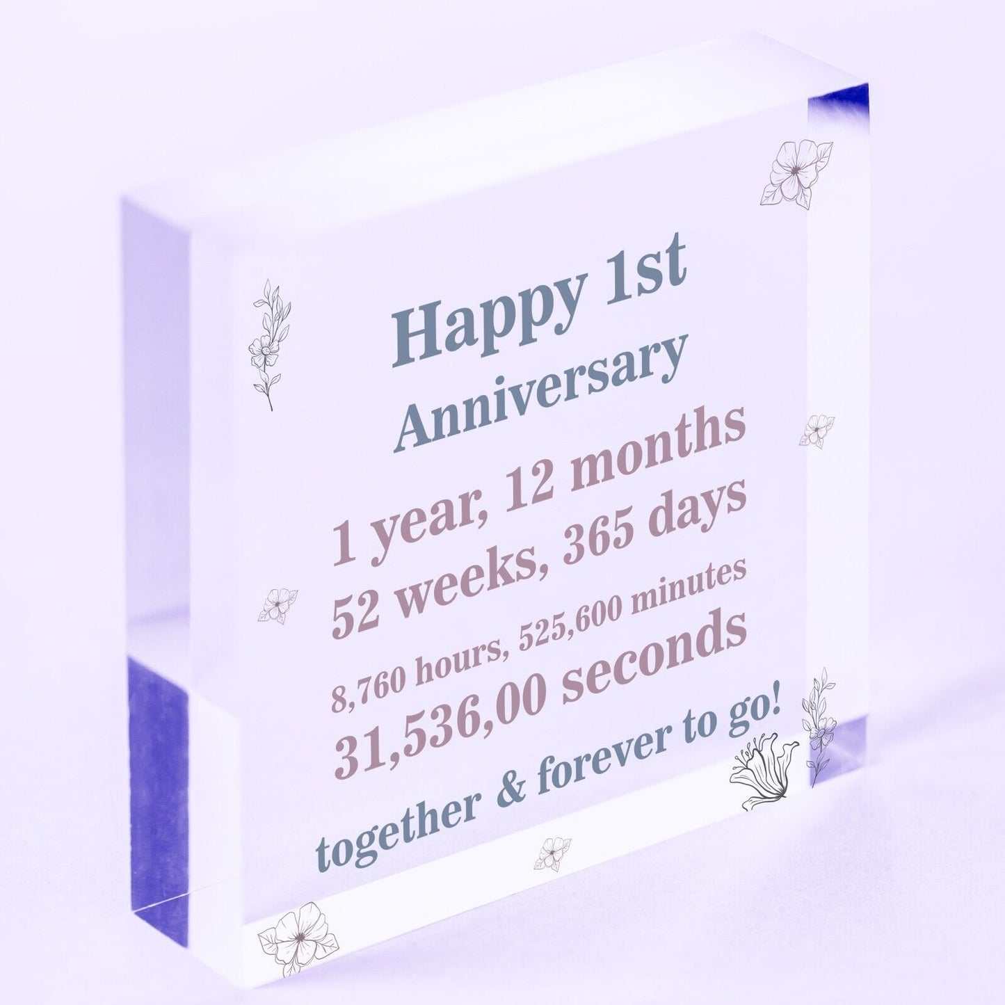 Anniversary 1st 2nd 3rd 4th 5th 10th 20th Gift Boyfriend Mirrored Acrylic Block