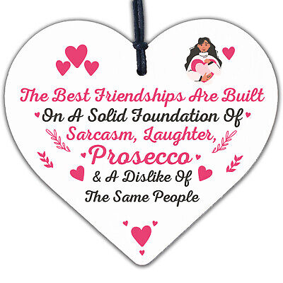 Best Friendships Foundation Is Prosecco Wooden Hanging Heart Novelty Plaque Gift