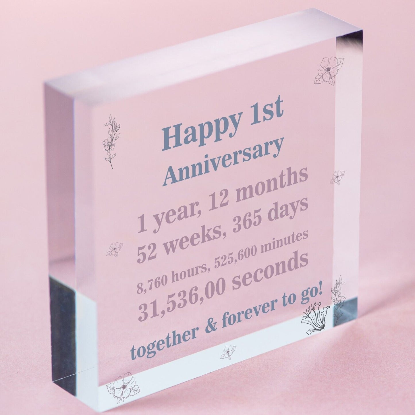 Anniversary 1st 2nd 3rd 4th 5th 10th 20th Gift Boyfriend Mirrored Acrylic Block