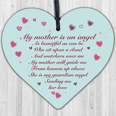 Mum Guardian Angel Wood Love Heart Sign Memorial Mothers Day Gift Grave Plaque