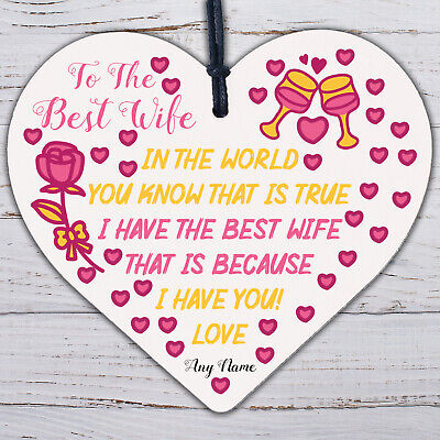 Best Wife Gift Wooden Heart Wife Birthday Christmas Anniversary Gift For Her