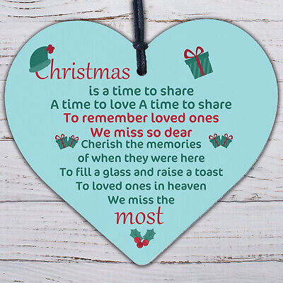 Christmas Tree Decoration Bauble Memorial Wooden Heart Plaque Friendship Gifts