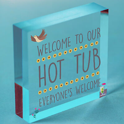 Hot Tub Sign Hanging Novelty Garden Plaque Shed Pool Party Funny Gift Sign