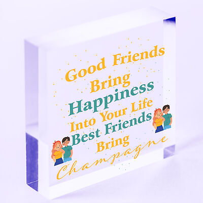 Best Friends Bring Prosecco Wooden Hanging Heart Plaque Novelty Alcohol Sign New