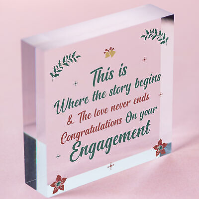 Congratulations On Your Engagement Mr & Mrs Wedding Gift Wooden Heart Plaque