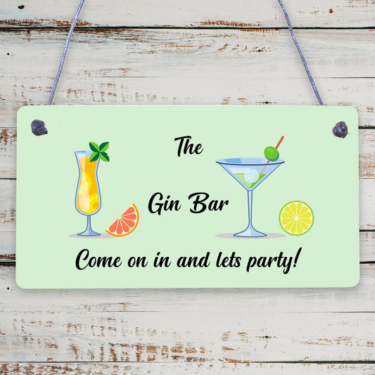 Gin Bar Party Plaque Man Cave Garden Kitchen Pub Bar Gin & Tonic Alcohol Sig