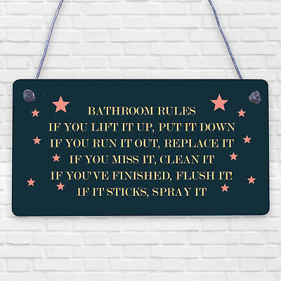 Bathroom Rules Sign Marble Theme Home Decor Bathroom Toilet Sign Home Gift