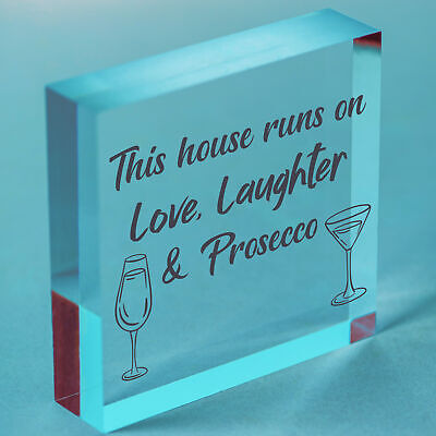 Fun Laughter Prosecco Kitchen Plaque Alcohol Home Bar Sign Friend Gift For Women