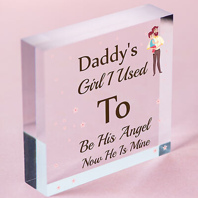 MEMORIAL Daddy's Girl Father's Day Gift Angel Wood Heart Dad Grandad Sign Grave