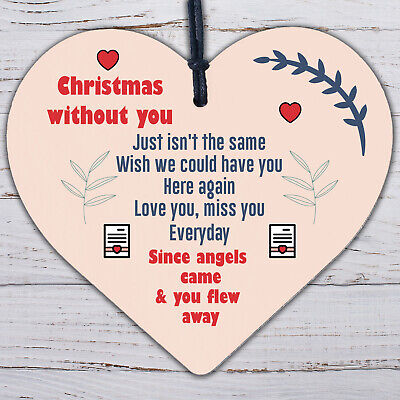 Memorial Christmas Tree Decoration For Mum Dad Nan Grandad Wooden Hanging Heart