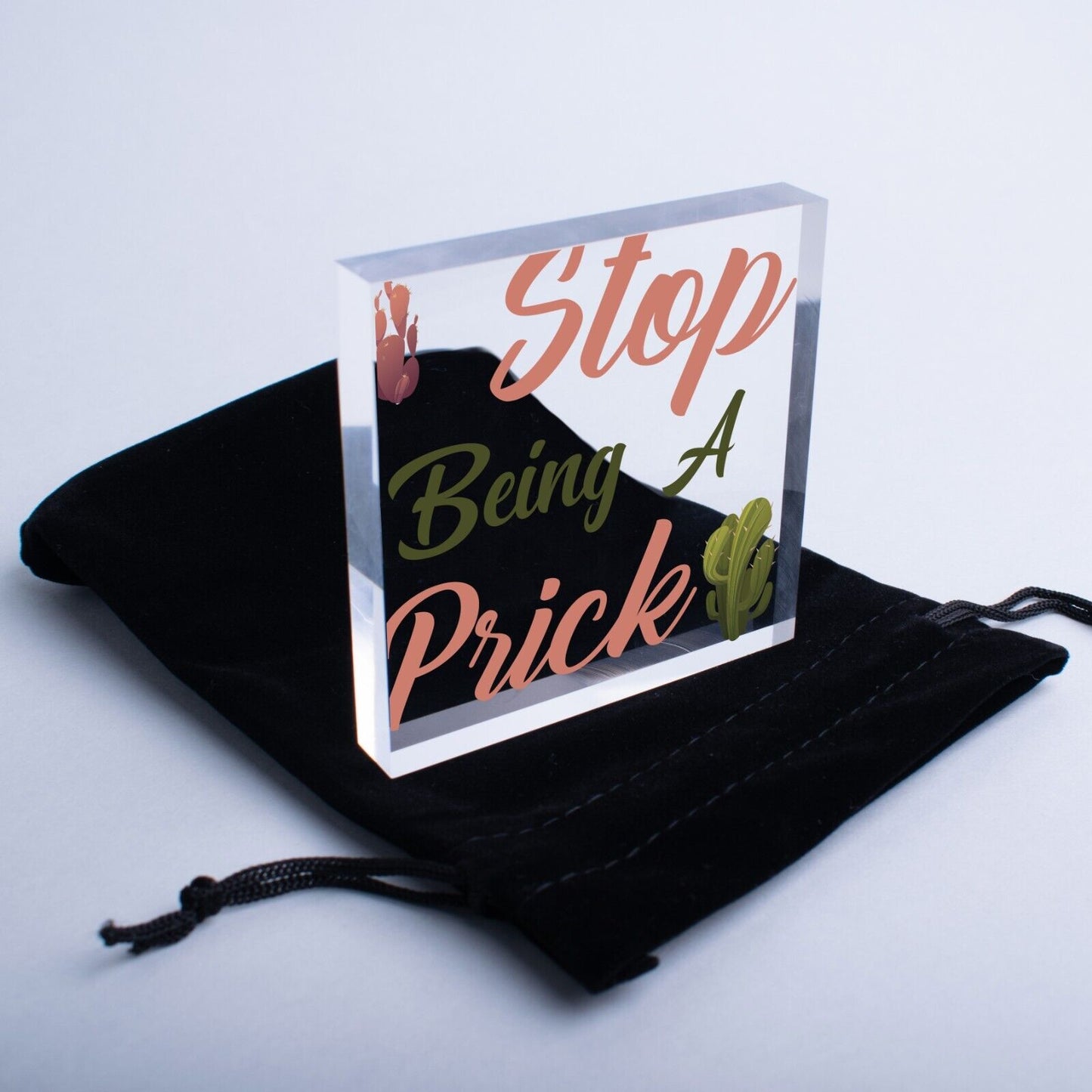 Stop Being A Prick Cactus Funny Present Wood Hanging Plaque Friendship Gift Sign