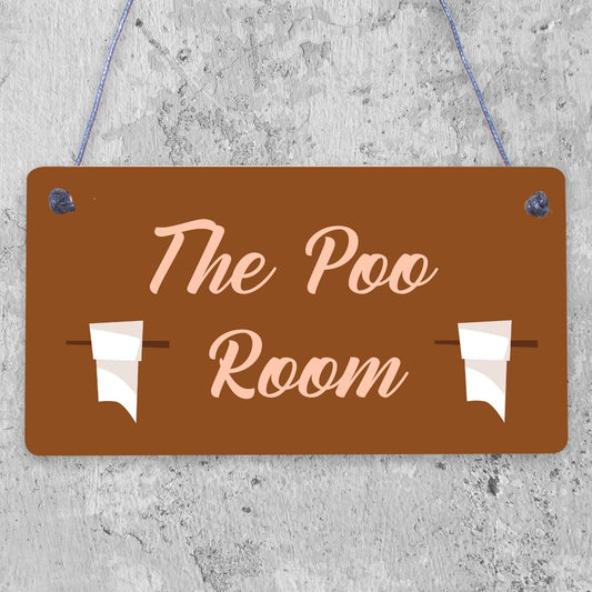 The Poo Room Shabby Chic Bathroom Toilet Loo Plaque Funny Novelty Door Sign