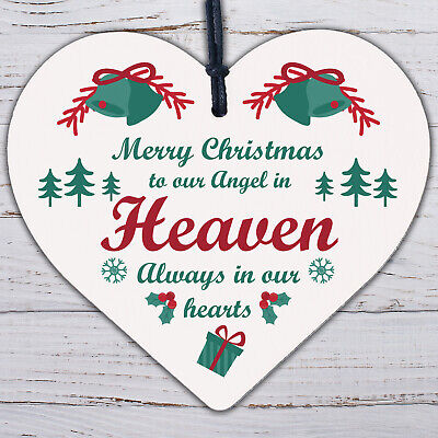 Christmas Heaven Heart In Memory Dad Mum Memorial Xmas Tree Bauble Decoration