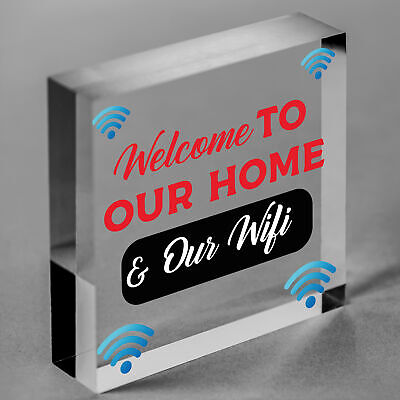 Welcome To Our Home & Wifi Password Chalkboard Gift Hanging Plaque Internet Sign