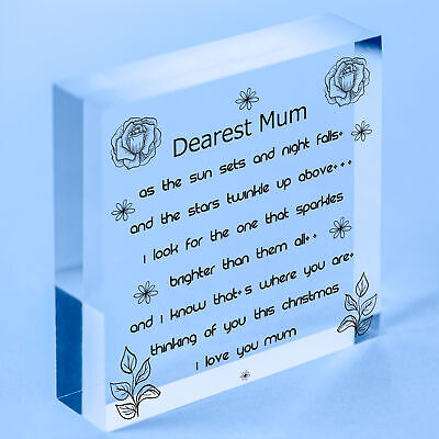 Christmas Memorial Mum Tree Bauble Gift Memory Hanging Plaque Decoration Sign