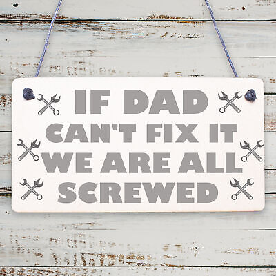 Dad Fix It Screwed Man Cave Garage Shed Plaque Funny Dad Birthday Christmas Gift