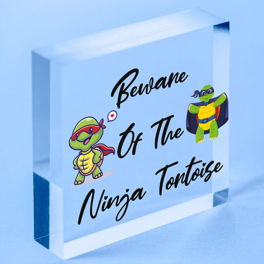 Beware Of The Ninja Tortoise Hanging Plaque Reptile Tank Door Gate Sign Garden