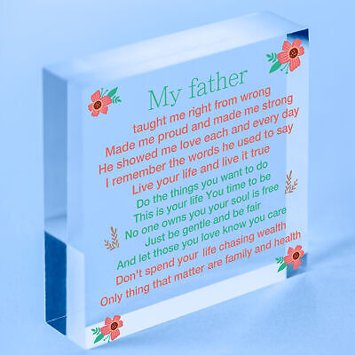 My Father Fathers Day Dad Wood Heart Sign Memorial Plaque For Him Daughter Gift