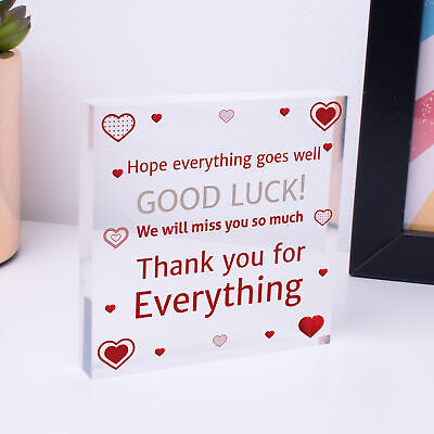 Good Luck Leaving Colleague Friend Teacher Work New Job Gift Wood Sign Present