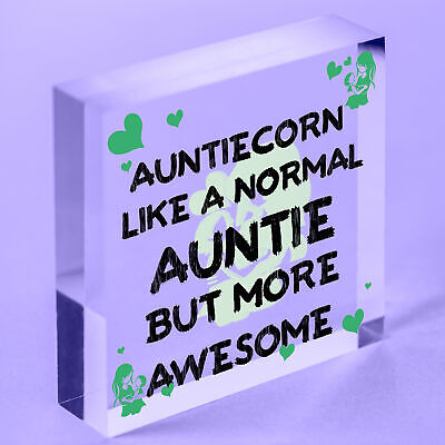 Auntiecorn Auntie Birthday Christmas Wood Heart Novelty Auntie Gift Unicorn Sign