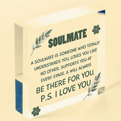 Soulmate I Love You Hanging Wooden Heart Valentines Day Gift Husband Wife Sign