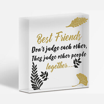 Best Friends Judge Others Friendship Love Gift Hanging Plaque Funny Friend Sign