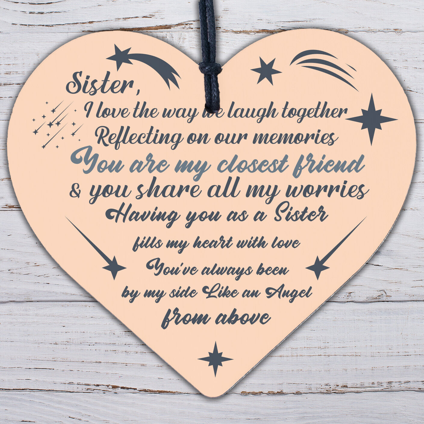 SISTER GIFTS Wood Heart Thank You Keepsake Love Plaque Best Friend Gift For Her