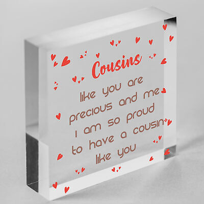 Cousin Gifts Handmade Wood Heart Family Plaque Birthday Keepsake Thank You Gift