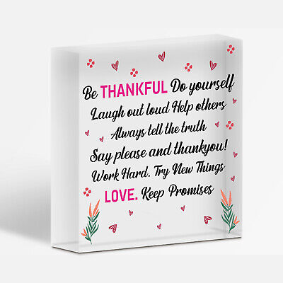 Be Thankful Family Rules Wall Plaque New Home Kitchen Friendship Door Sign Gifts