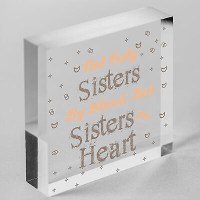 Sisters By Heart Wooden Hanging Heart Shaped Best Sister Plaque Love Gift Sign