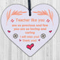 Teacher Leaving Gift Wood Hanging Heart Plaque Term End Present Thank You Sign