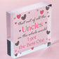 Uncle Gifts For Birthday Christmas Wooden Heart Uncle Ornament Decoration Card