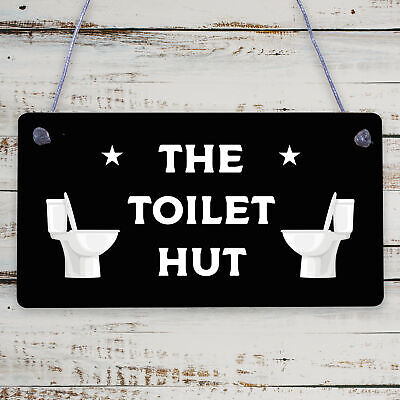 The Toilet Hut Nautical Beach Theme Hanging Sign For Toilet Bathroom Decor