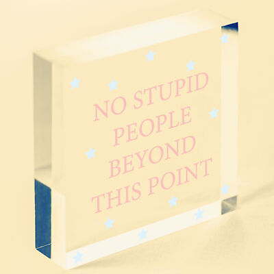 NO Stupid People Funny Plaque Man Cave Shed Bedroom Door Sign Gift For Dad Son