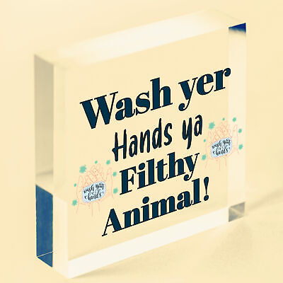 Bathroom Toilet Sign Decor Funny Wash Your Hands Humouros Wall Plaque Home Gift