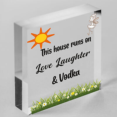 Fun Laughter Vodka Kitchen Plaque Alcohol Home Bar Sign Friend Gift For Women