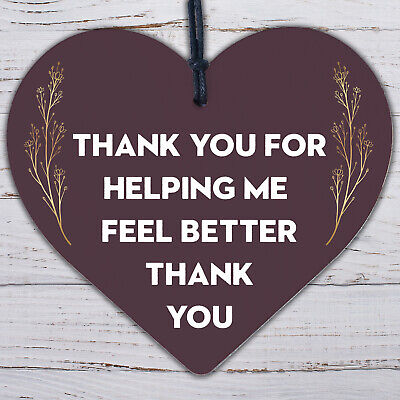 Thank You For Helping Me Feel Better Hanging Wooden Heart Doctors & Nurses Gift