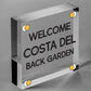 COSTA DEL BACK GARDEN Garden Signs And Plaques For Outdoors Funny Sign