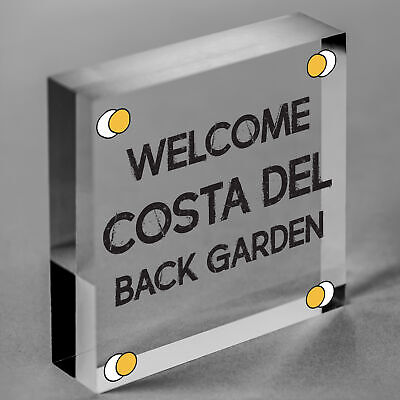 COSTA DEL BACK GARDEN Garden Signs And Plaques For Outdoors Funny Sign