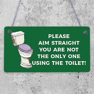 Funny Bathroom Sign Loo Decor Aim Straight Humorous Wall Plaque Home Gift