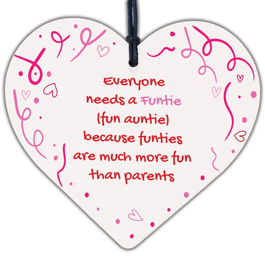 Auntie Gift Novelty Funtie Wood Heart Funny Auntie Gift From Niece Nephew Plaque