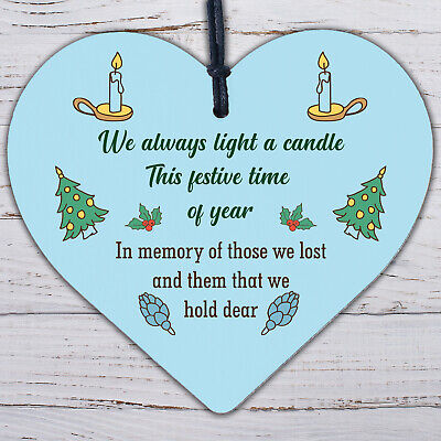 Light Candle Christmas Memorial Bereavement Hanging Plaque Tree Decoration Sign