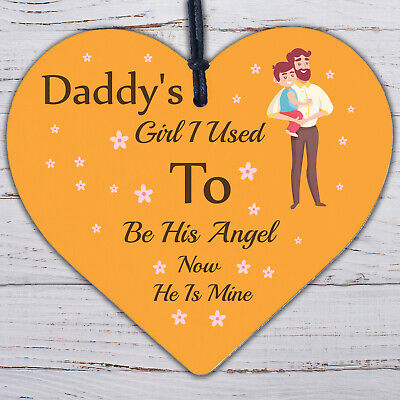 MEMORIAL Daddy's Girl Father's Day Gift Angel Wood Heart Dad Grandad Sign Grave