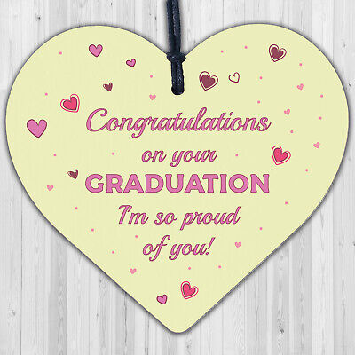 Graduation Congratulations Graduate Degree Wooden Heart Keepsake Gift Plaque